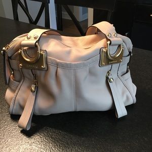 B Makowsky leather blush colored handbag